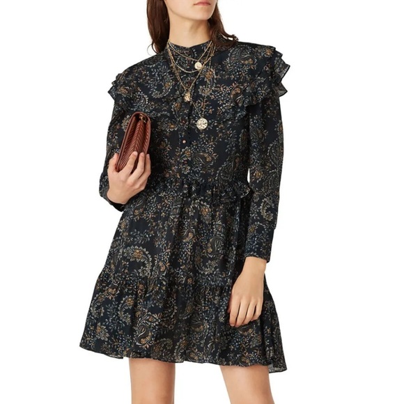 Nicholas Paisley Elsie Dress Black Boho Print - Picture 2 of 14